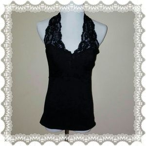 Black Lace Halter Top