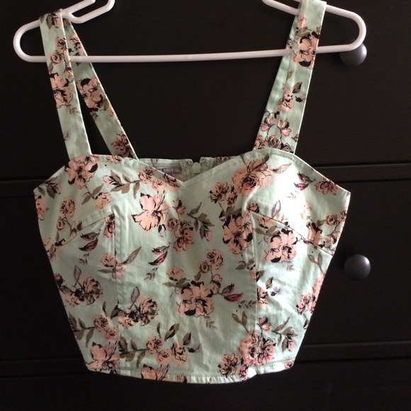 Teal Floral Crop Top