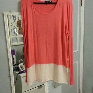 Coral shirt with chiffon bottom