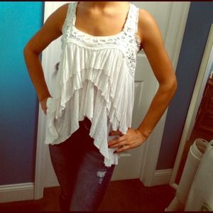 FREE PEOPLE gauze white tank top