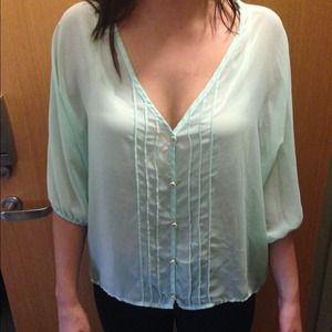 Teal chiffon 3/4 sleeve top