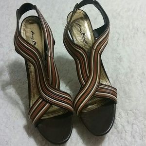 Open toe sling back heels