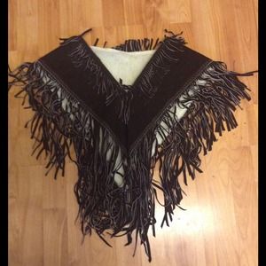 Vintage suede fringe poncho