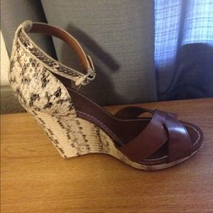 Tory burch snake skin wedges