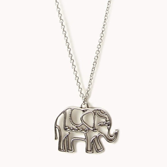 Cute silver elephant cutout necklace