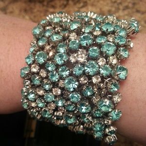 Neiman Marcus Blue/Clear Crystal Shag Bracelet