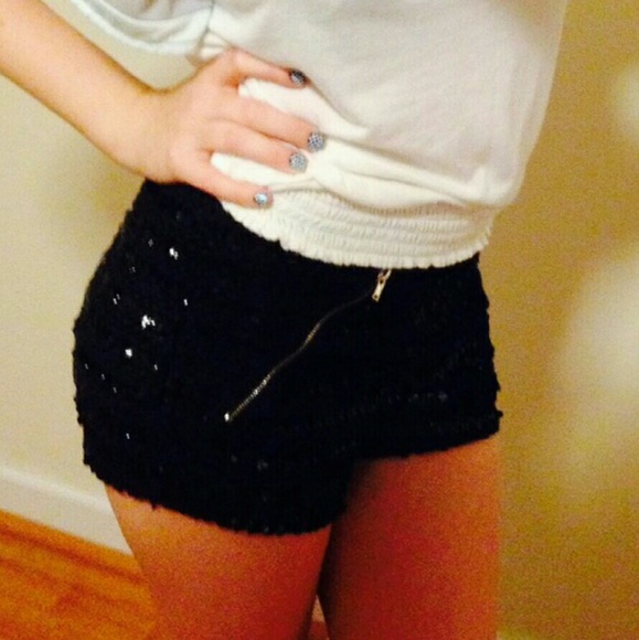 Black Sequin Shorts