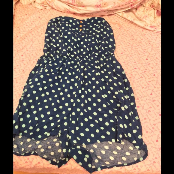 Blue and turquoise dotted romper