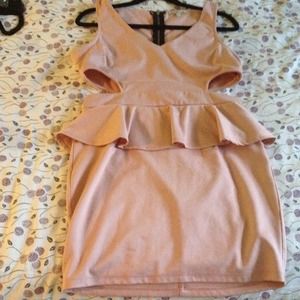 Pink side cut out dress