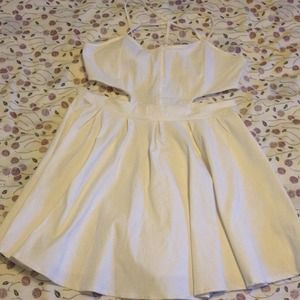 White side cut out dress