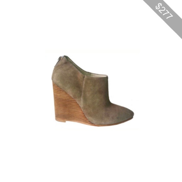 Madison Harding taupe suede wood wedge booties - Picture 2 of 4