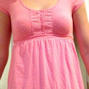 Pink dress with while Polka dots