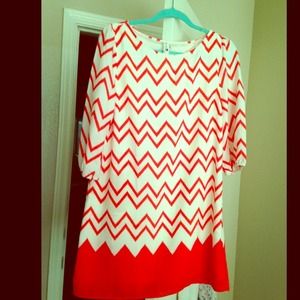 Orange and White Chevron Dress