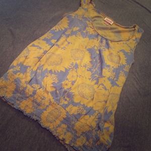 Blue Tank top with yellow Flowers