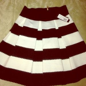 Black and white striped stretch skirt