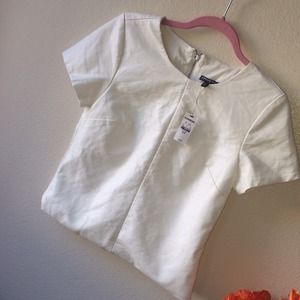 White Faux Leather Top