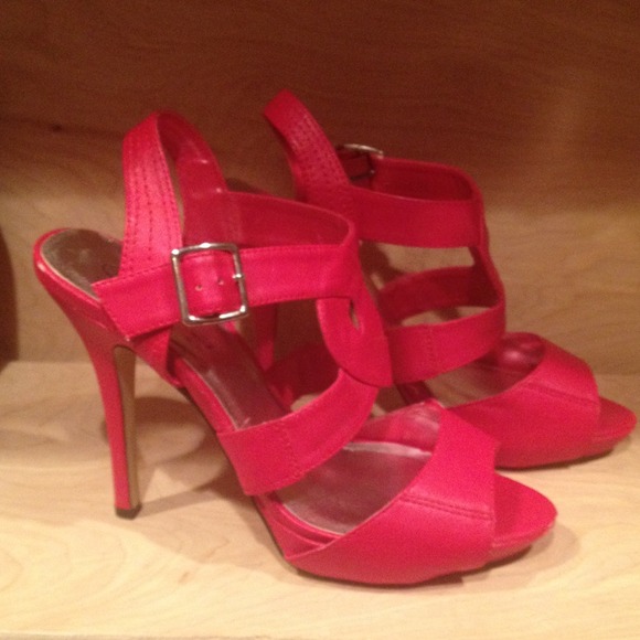 Red strappy sandals