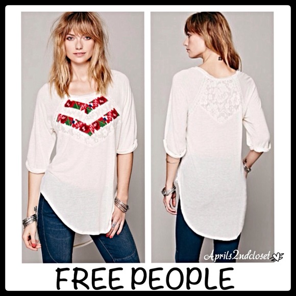Free People Sweaters - RESERVED🎈SALE FREE PEOPLE HI-LO EMBROIDERED TUNIC
