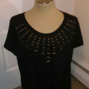Black short sleeved top with stars