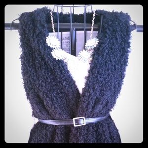 Soft fluffster black vest plus size