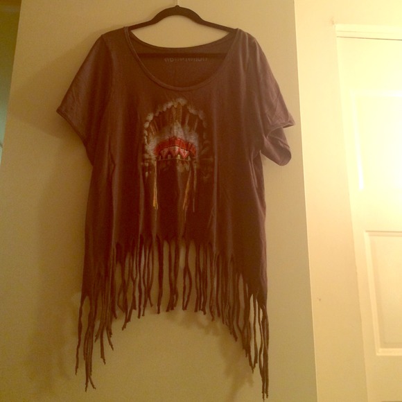 Gray fringe shirt