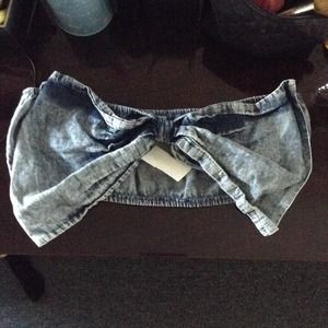 Denim bow top bandeau