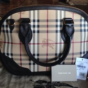 Burberry haymarket handbag with strap & top handle