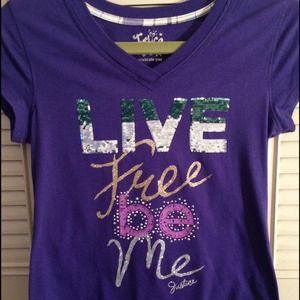 Justice girls purple 'Live Free be Me' t-shirt