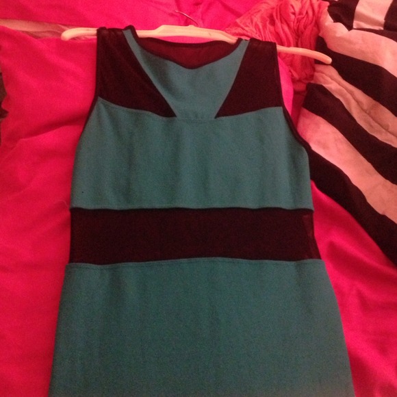 Bebe turquoise mesh dress - Picture 1 of 4