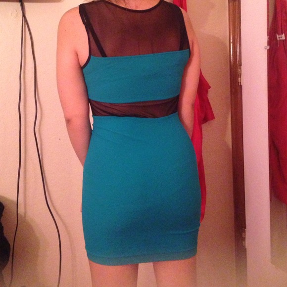Bebe turquoise mesh dress - Picture 4 of 4