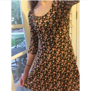 Black/Floral print dress w/ lace back