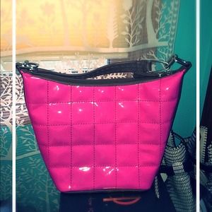 Donald J Pliner patent hot pink quilted bag