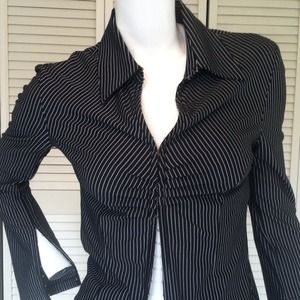 Express pinstripe top black and white