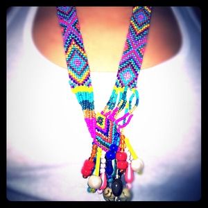 💙💚multicolor beaded tribal necklace💜💛