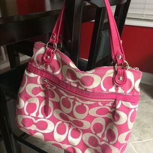 Authentic hot pink and silver coach purse!!