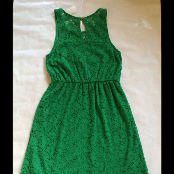 Lace dress in a vibrant Kelly green.