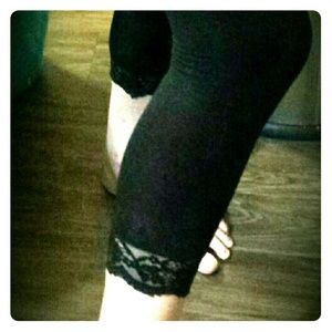Lace capri tights.
