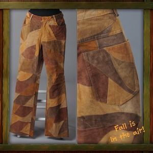 Multi-Pattern Genuine Leather Pants