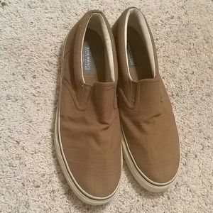 Sperry Mens Striper Brown Slip On Boat Shoes 1