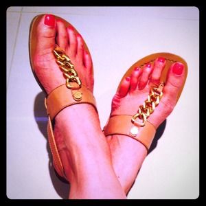 BCBG leather sandals with gold detail