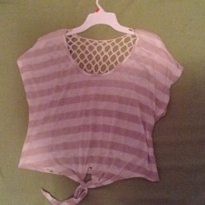 Stripped, cropped shirt with a crochet back.