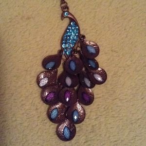 Peacock long necklace