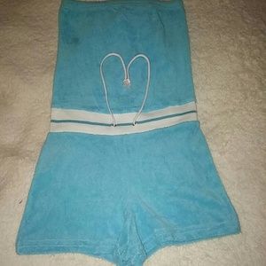 Strapless (tube top) terry cloth romper