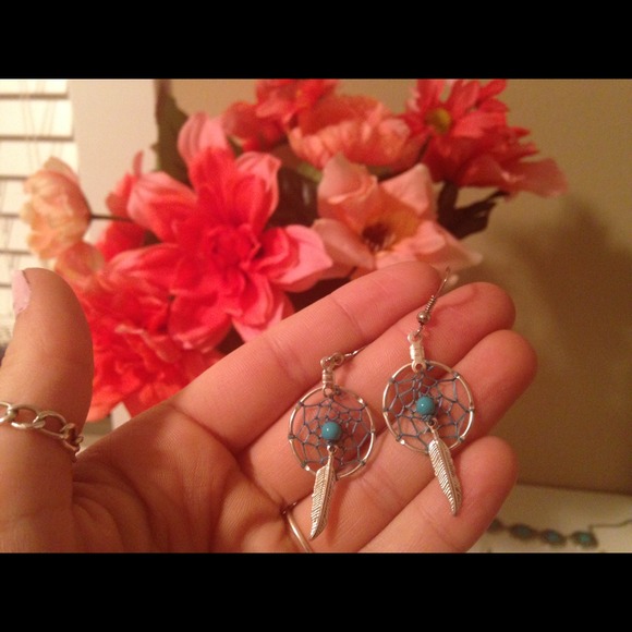 Gorgeous turquoise dream catcher earrings