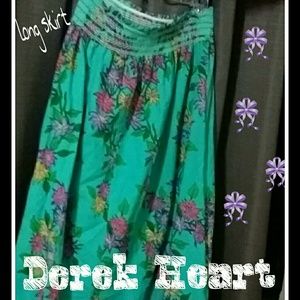 DEREK HEART long teal flower skirt