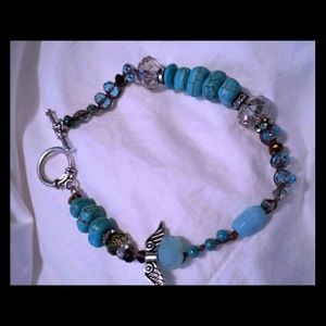 Beaded crystal and stone bracelet