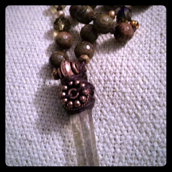 Crystal point beaded necklace