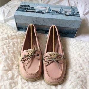 Pink Seersucker Sperrys