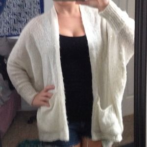 Oversized cream sequin sweater