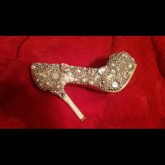 Hand made crystal and pearl shoes ...1 day sale